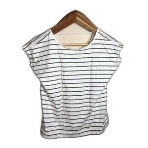 Chaps Denim Striped Cap Sleeve Knit Top Size Medium Womens